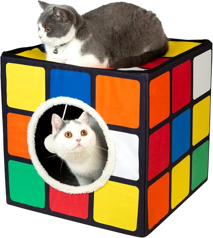 Consistent LUCKITTY Cat Condo House with Reversible Cushions and Fluffy Ball Hanging Verified
