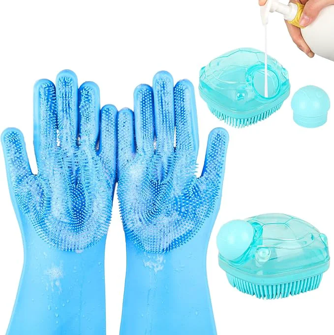 Green 2PCS Dog Washing Gloves and Dog Shampoo Brush Dog Bath Brush That can add Dog Genuine