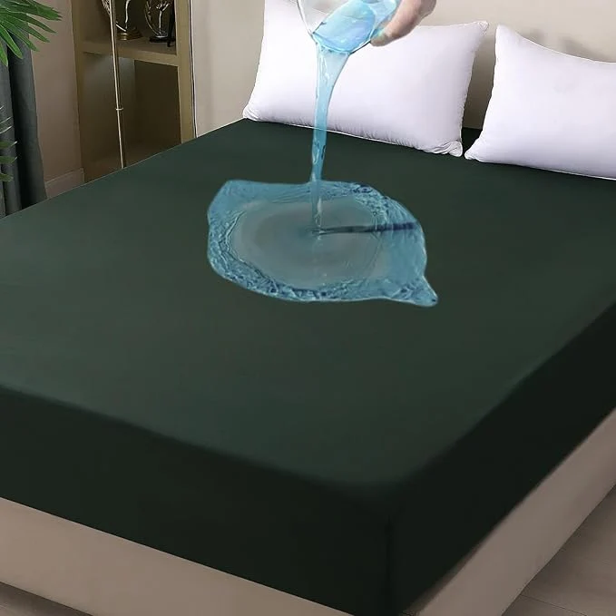 Classic King Mattress Protector Waterproof Fitted Sheet Style Breathable Mattress Cover Green