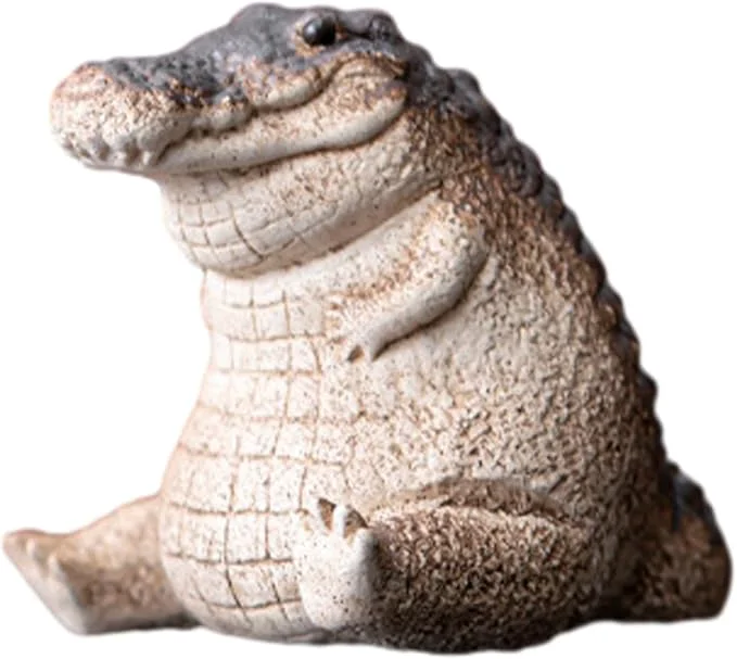 Minimalist Mini Alligator Baby Statue Ornament Cute Resin Crocodile Figurine Tea Pet First-Class