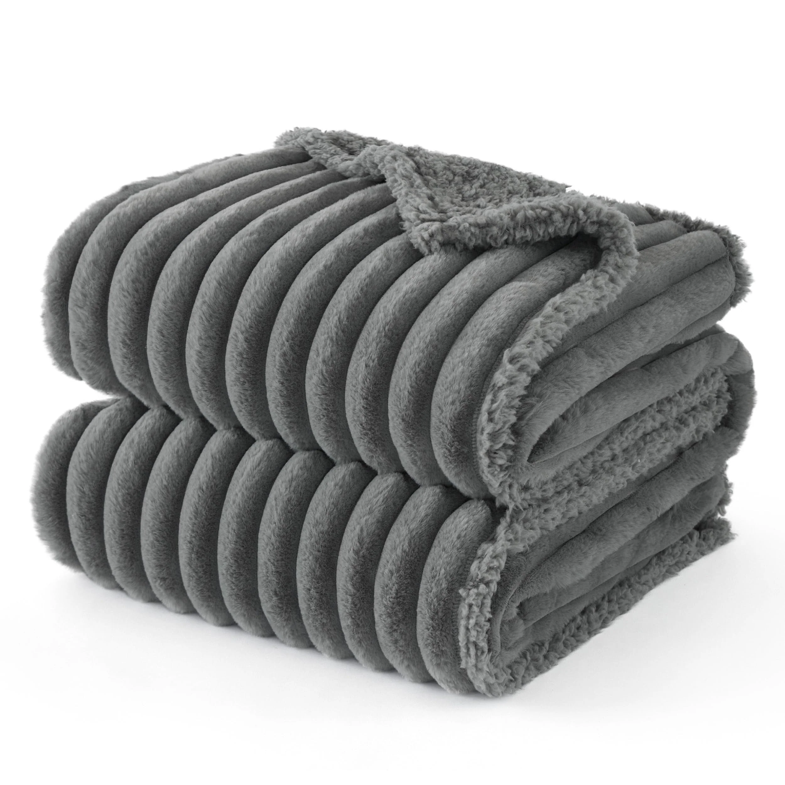 Superior Bedsure Waterproof Dog Blanket for Large Dogs – 50x60 Corduroy Sherpa Reversible Warm Grey Solid