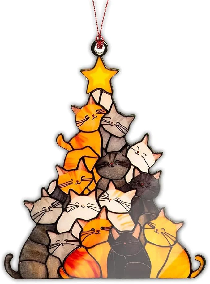 High-End Cat Ornament Cat Ornaments for Christmas Tree Funny Holiday Decorations 2025 Green