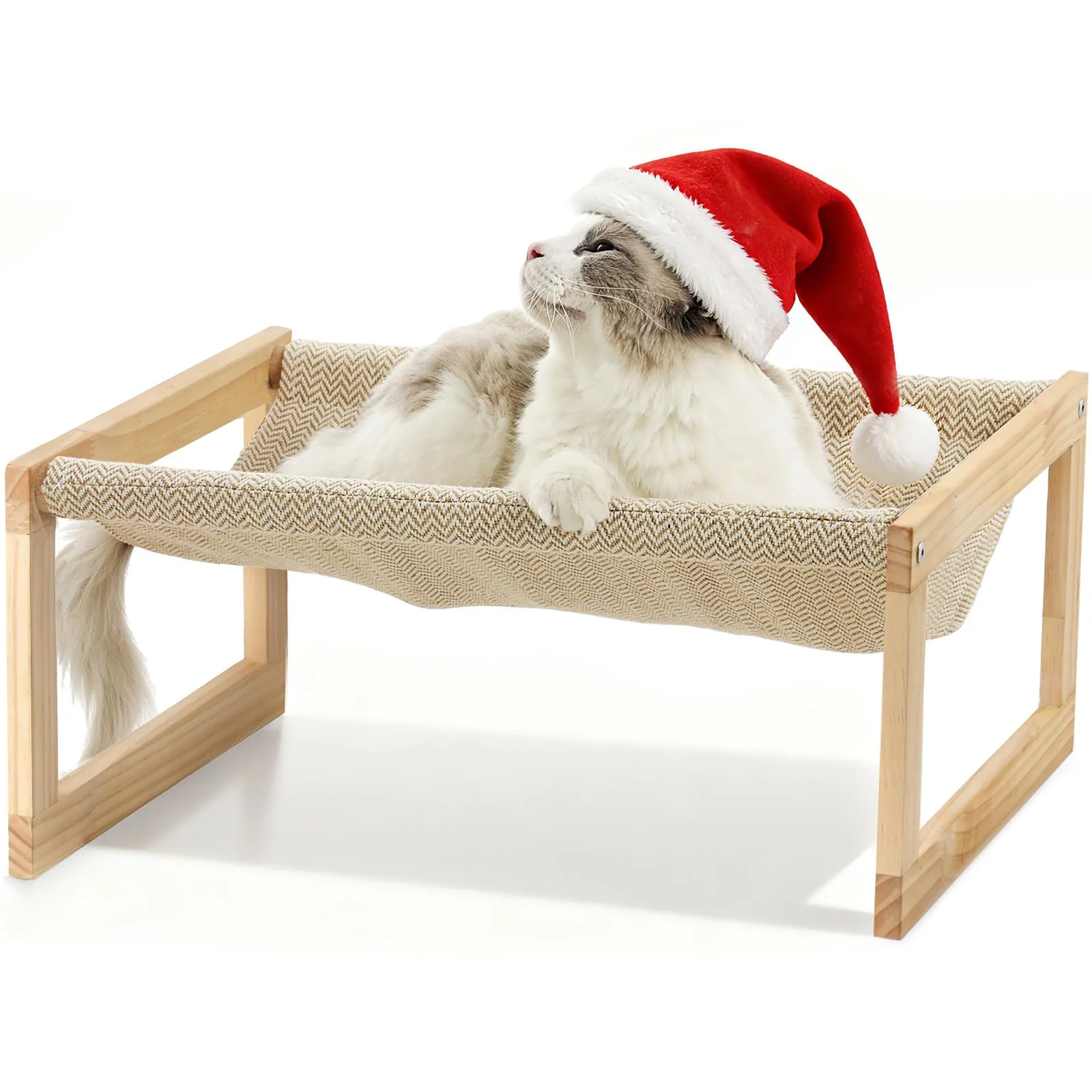 Effective FUKUMARU Large d Pet Bed — Breathable Cat Hammock Indoor Outdoor Wood Frame Stylish