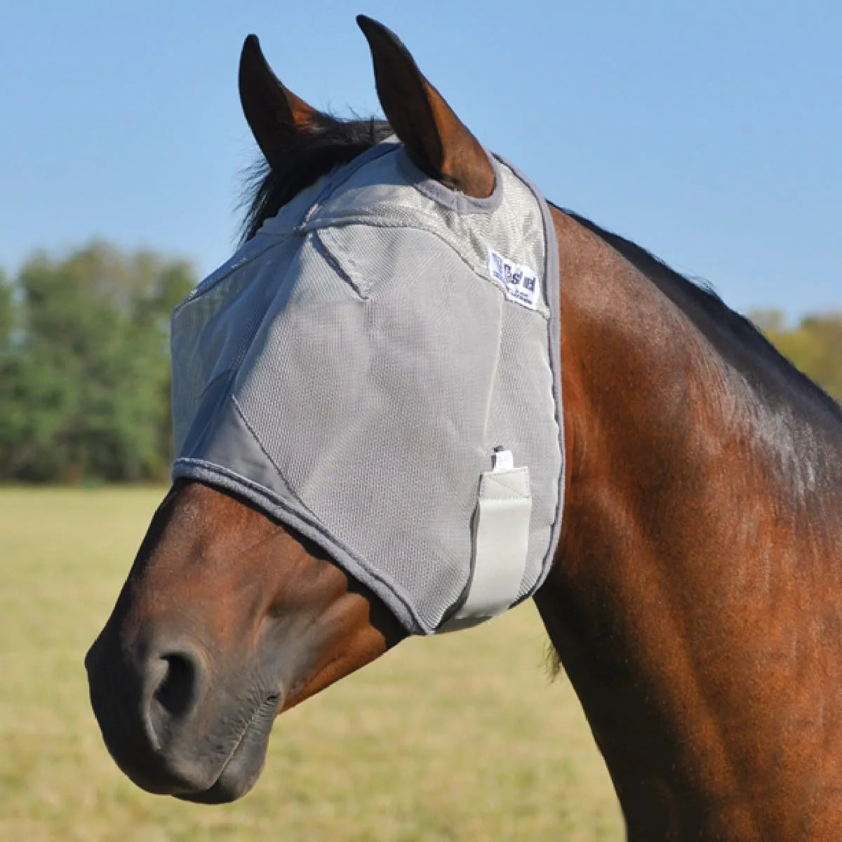 Prestigious Cashel Crusader Standard Fly Mask No Ears or Nose - Gray for Horses Premium