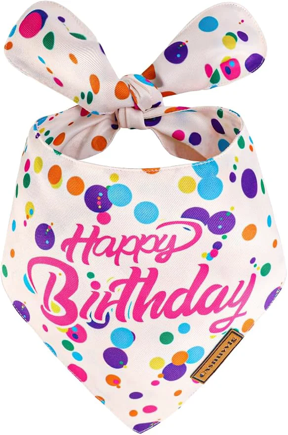 Reusable Luxury Double-Layer Dog Birthday Bandana – Handmade Silk-Soft Polyester Prestigious