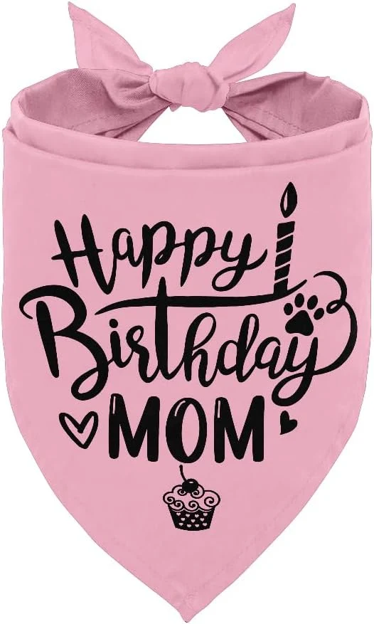 Superior Dog Bandana Happy Birthday Mom Dog Bandana Dogs Scarf Classical Pink Printing Breathable