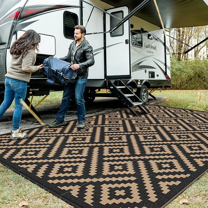Healthy GENIMO Outdoor Rug for Patio Reversible Plastic Straw Rugs for RV Artisan