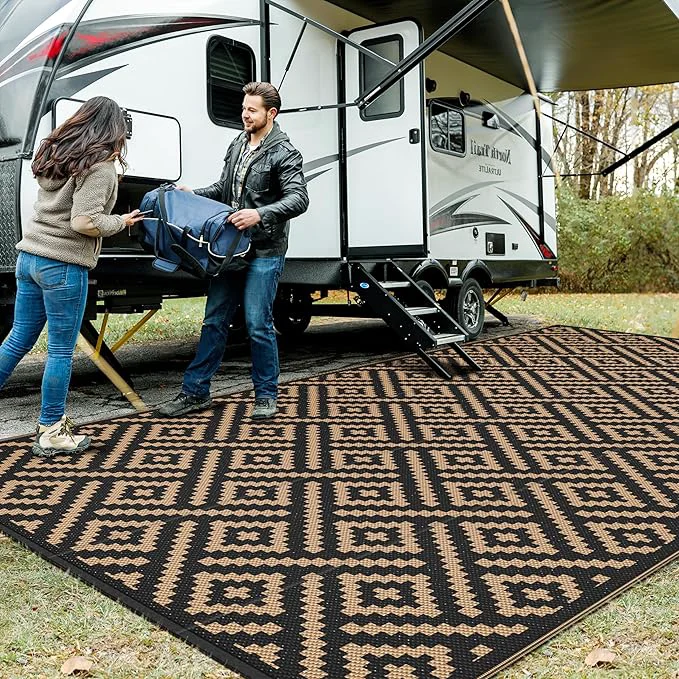 Solid GENIMO Outdoor Rug for Patio Reversible Plastic Straw Rugs for RV Eco-Friendly