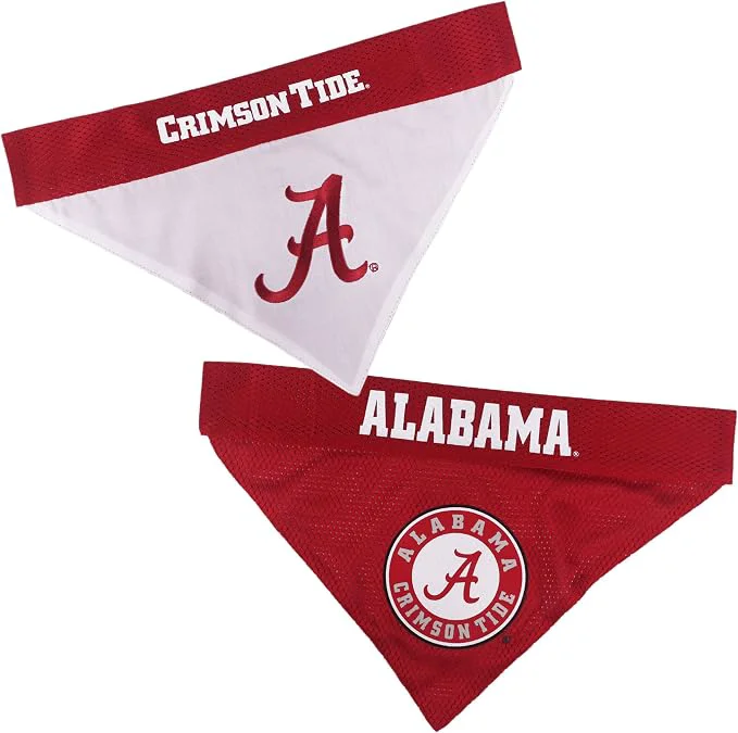 Consistent Pets First Collegiate Pet Accessories Reversible Bandana Alabama Crimson Tide Green