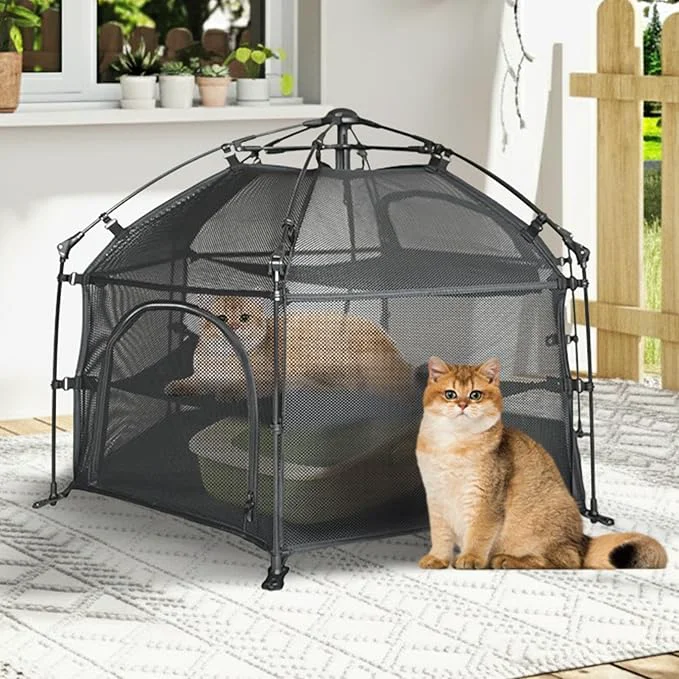 Lightweight EighteenTek® Catio Outdoor Cat Enclosure 3-Tier Pop up Cat Tent Playpen Fine Crafted