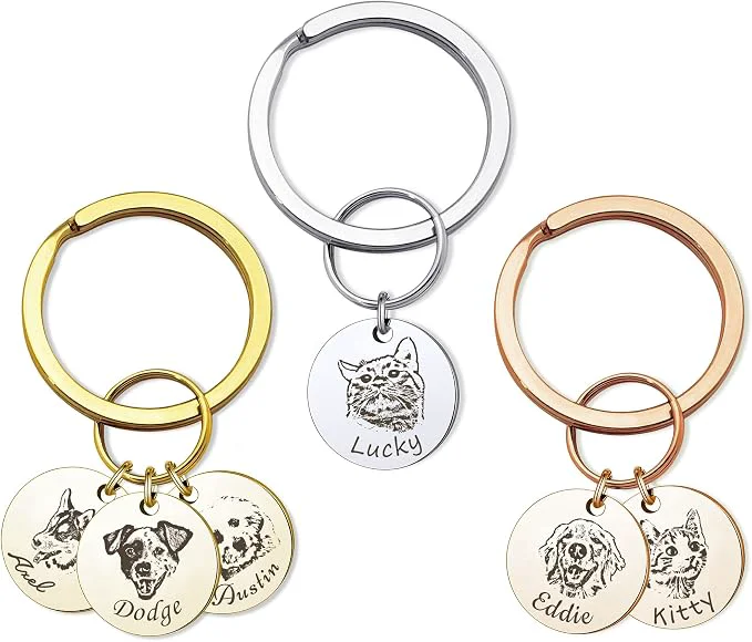 Soft Anavia Personalized Pet Portrait Keychain Customized Pet Photo Handmade Specialty