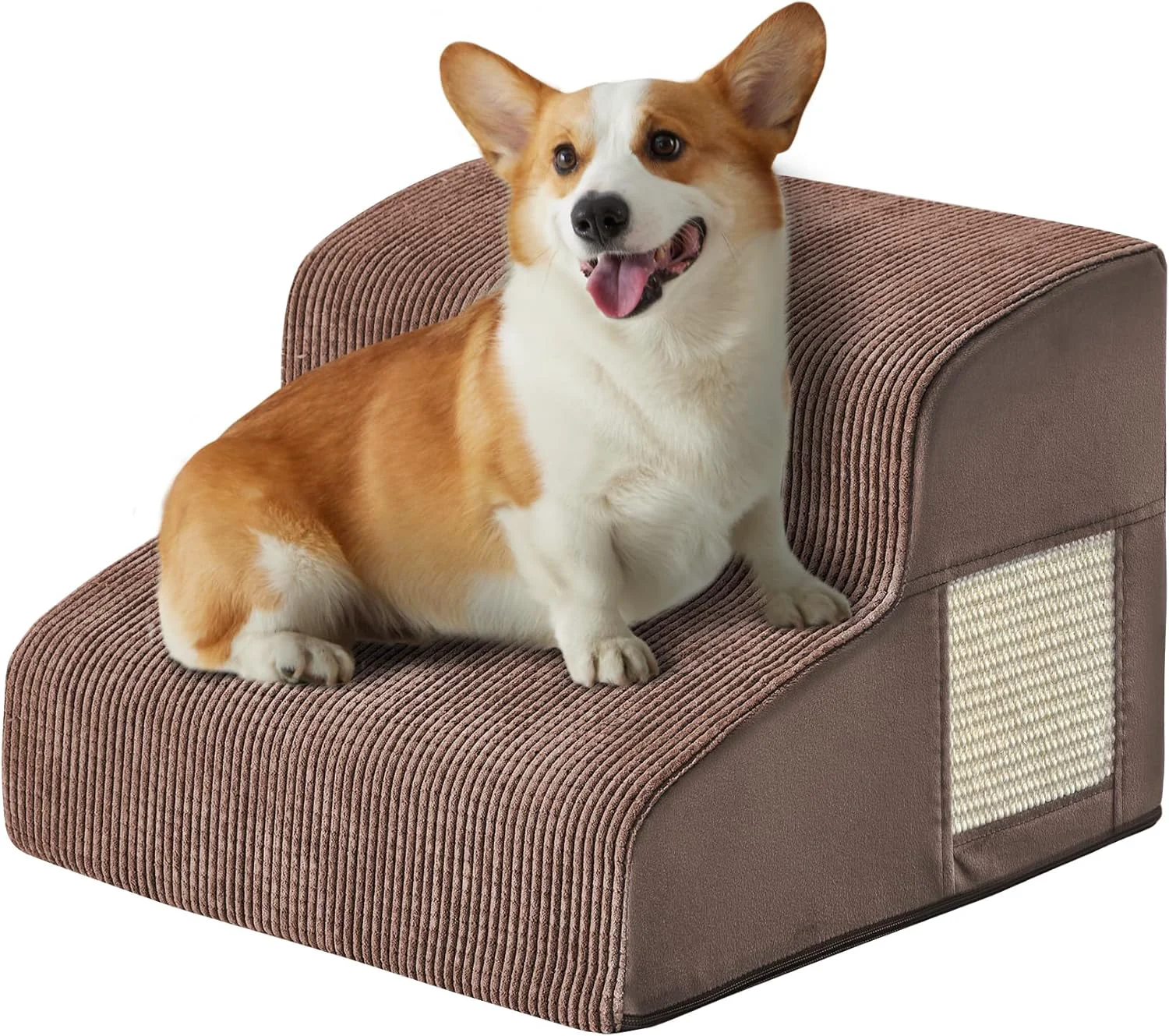 Authentic Dogs Steps for Bed Dog Stairs for Small Dogs 2-Step Dog Ramp for Bed Couch Sofa and Chairs Non-Slip Bottom Design Cat Scratching High Density Foam Portable Pet Step Indoor Coffee Organic