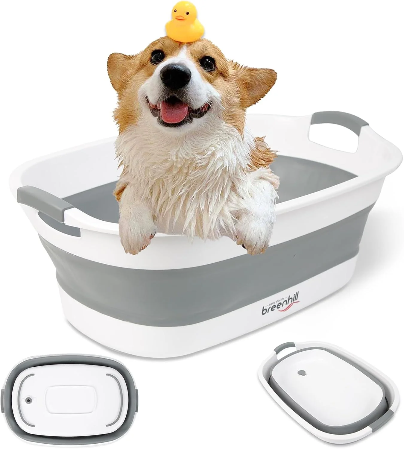 Easy-to-Use Collapsible Dog Bath Tub for Small Dogs Cats Portable Puppy Bath Tub with Water Drain Plug Space Saving Foldable Pet Bathtub for Indoor Outdoor Use Grey Durable