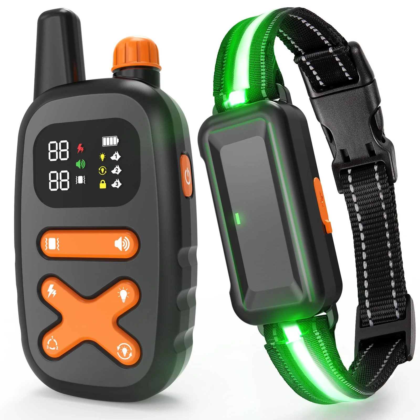 Refined PETINBOX Dog Training Collar with Remote — 3300ft Range LED Safety Light IP67 Waterproof Adjustable 8–120 lb Traditional