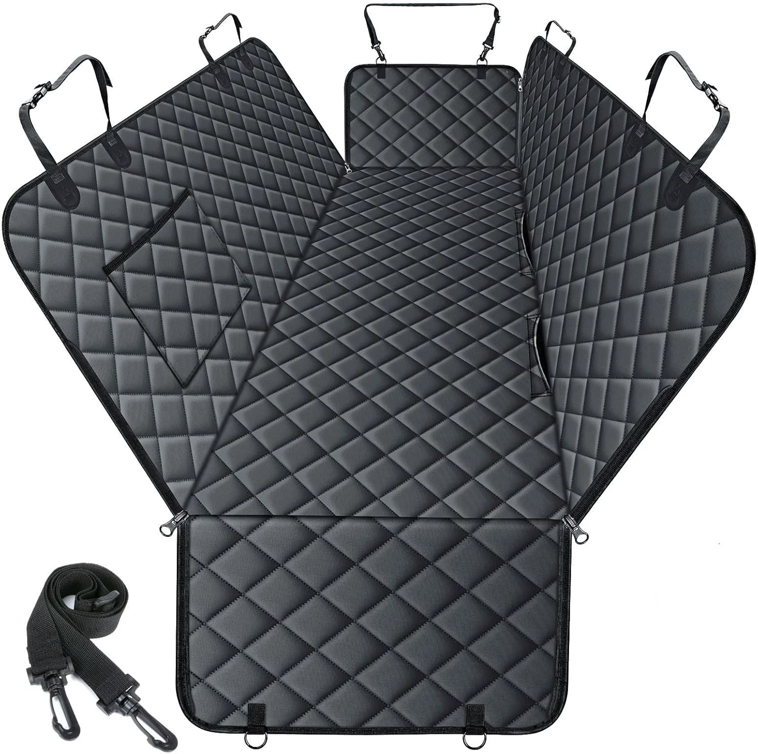 Long-Lasting Waterproof Dog Car Seat Cover for Back Seat - Durable Scratch Proof Pet Hammock with Nonslip Design Storage Pockets Fits Cars SU Trucks- S Black High-Performance