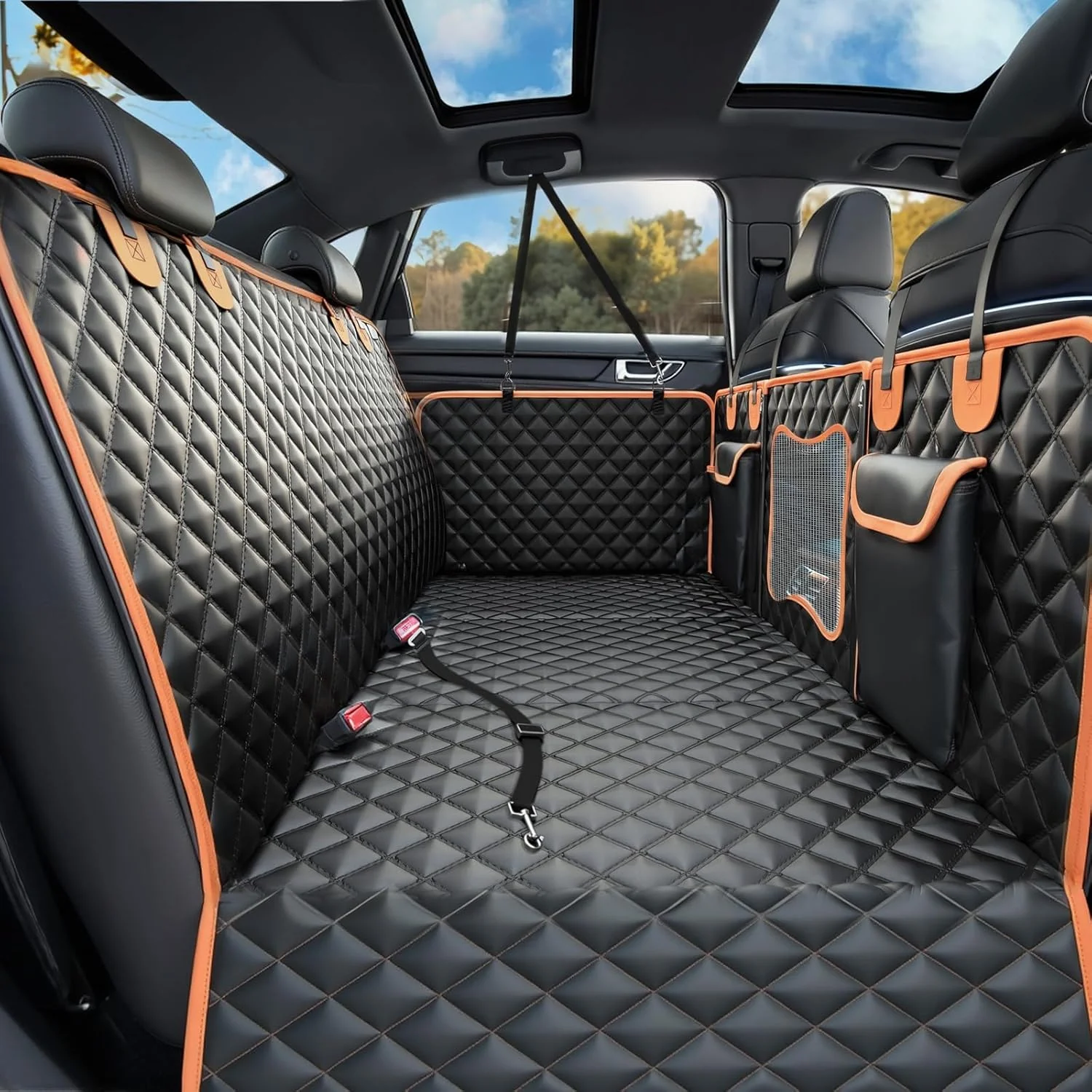 Next-Generation Back Seat Extender for Dogs Dog Car Seat Cover for Back Seat with Hard Bottom Holds 500 lbs Car Seat Protector Waterproof Extender for Dogs Dog Hammock 600D Nonslip Pet Bed for Cars SU Small Trucks Reliable