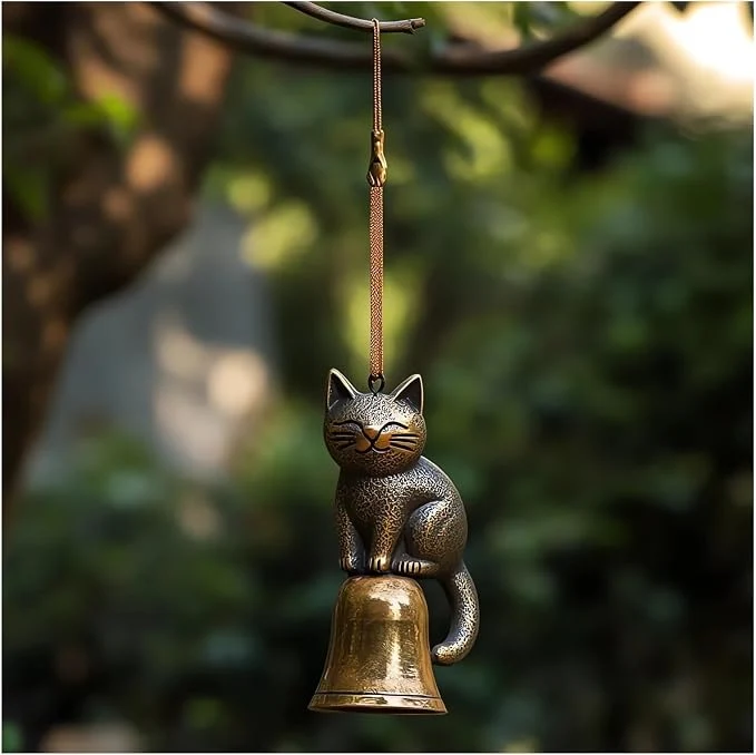 Carefully Designed Cat Wind Chime 2025 New Unique Cat Garden Decor Outdoor Cat Statue Themed Gifts Solid