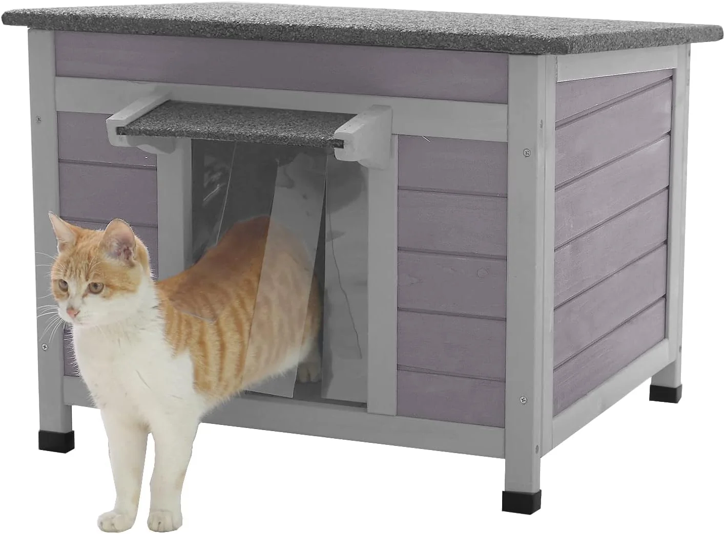Next-Generation Aivituvin Cat House Waterproof Feral Kitty Shelter Outdoor Indoor Rabbit Hutch for Bunnies Cats Dogs and Other Small Animals Asphalt Roof Artisan