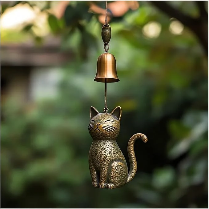 Contemporary Cat Wind Chime 2025 New Unique Cat Garden Decor Outdoor Cat Statue Themed Gifts Trusted