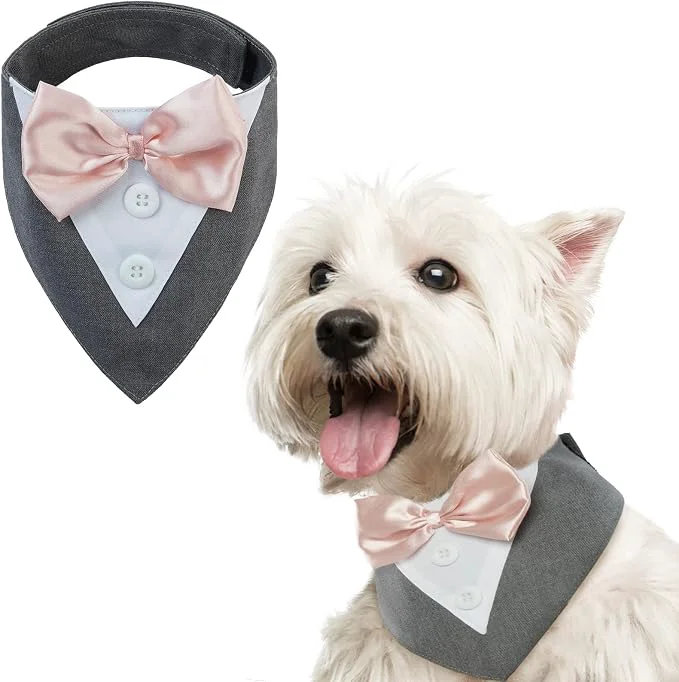 Soft FUAMEY Dog Tuxedo for Small Dogs Dog Formal Suit Dogs Attire Pet Bow Tie Puppy Refined