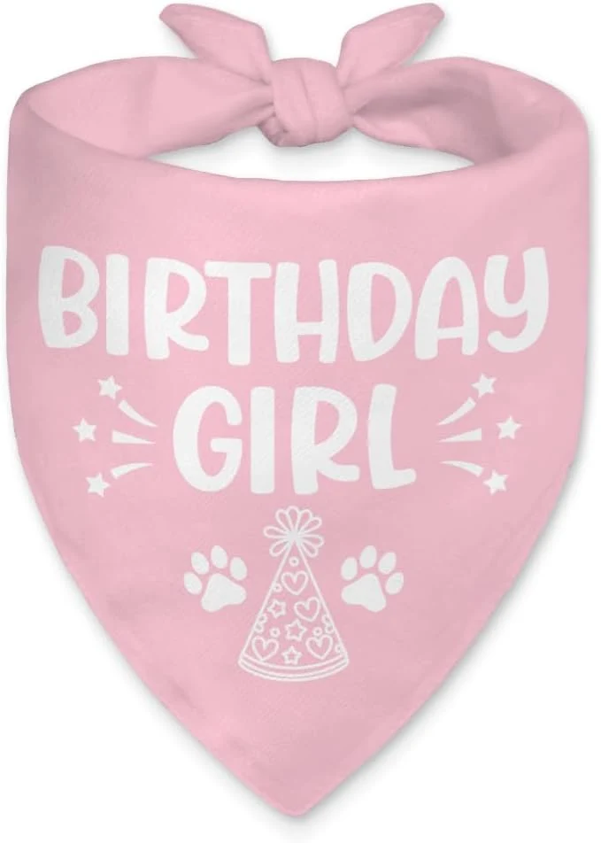 Trusted Birthday Girl Funny Dog Bandana Happy Birthday Girl Dog Bandana Pet Scarf Carefully Designed