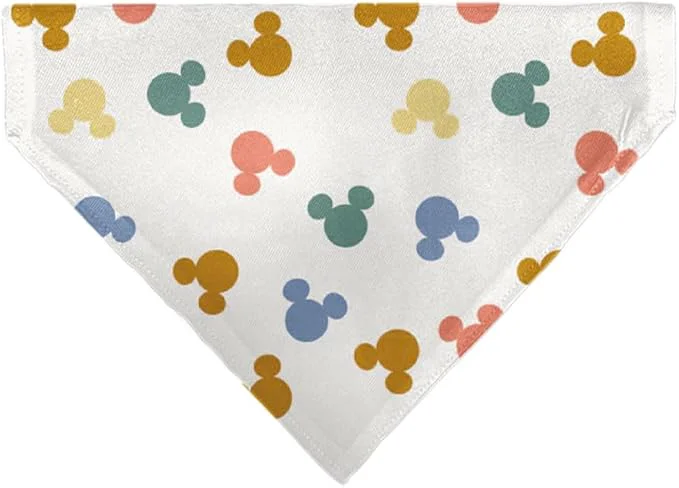 Trendy Disney Pet Bandana Mickey Mouse Ears Icon Scattered White Slip On Collar Clean