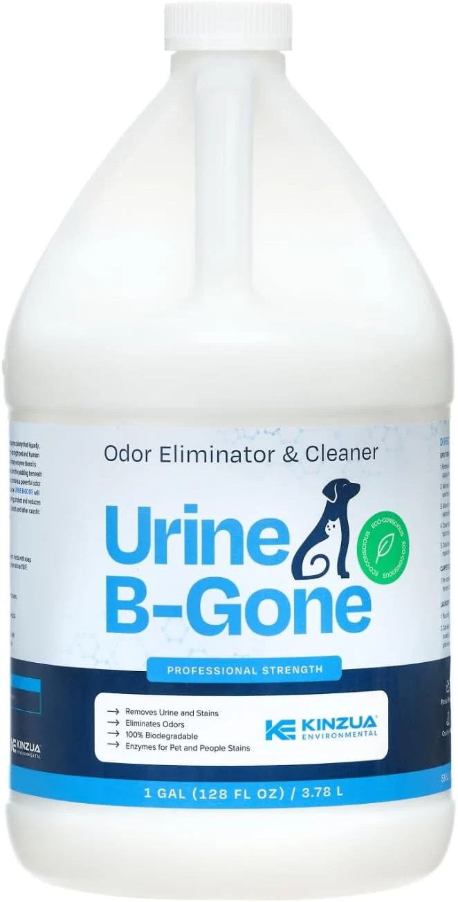 Proven KINZUA ENVIRONMENTAL Urine B-Gone Professional Enzyme Odor Eliminator Pet Stain Remover Human Cat Dog Urine Cleaner Effective on Laundry Carpets More Scent 1 GallonAbout ThisOverview Refined