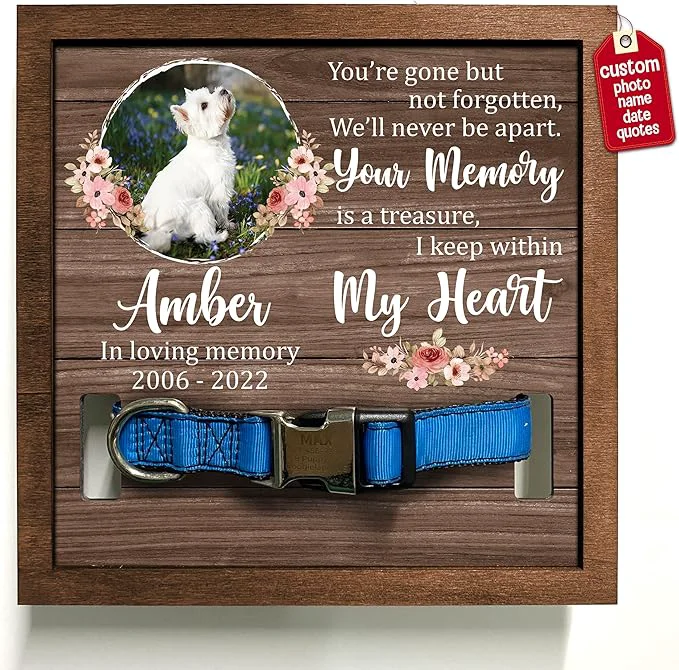 Reusable Personalized Pet Loss Gifts Dog Picture Collar Frame Pet Remembrance Memorial Dependable