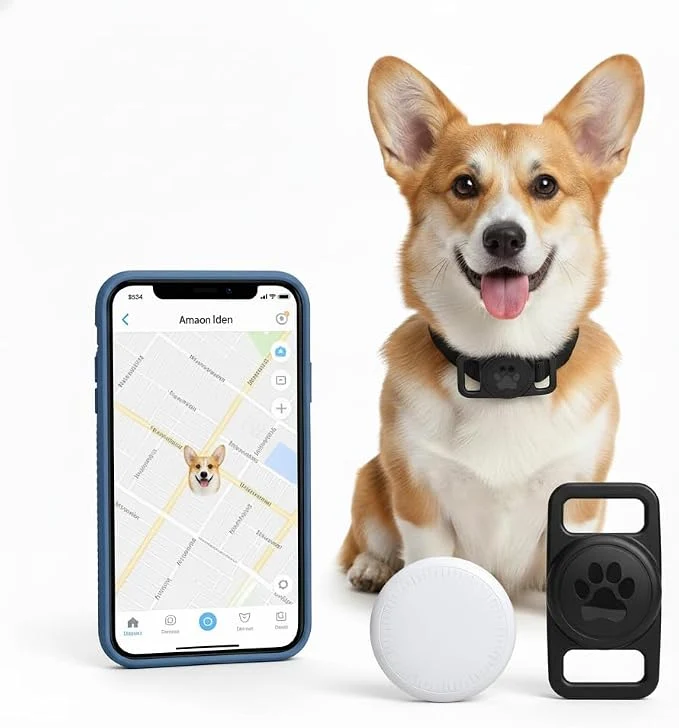 Modern Smart Pet Location Tag with Holder – No Monthly Fee Compatible with Apple Find Easy-to-Use