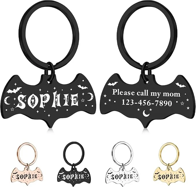 Pure Personalized Pet Tags for Dog Cat Custom Halloween ID Tags for Dogs Dog Name High-End