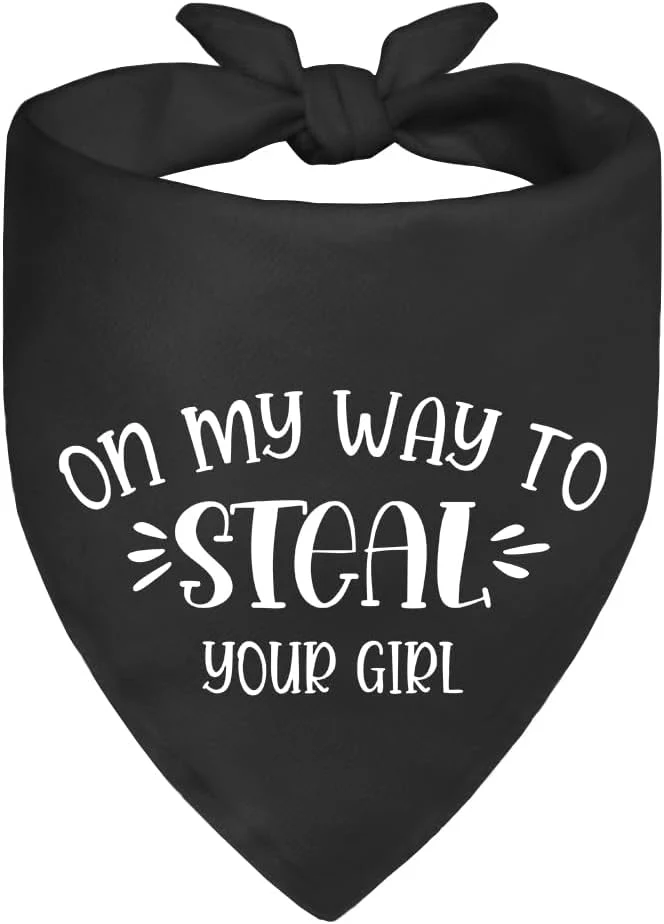Carefully Designed On My Way to Steal Your Girl Black Dog Bandana Funny Pet Scarf Accessories Consistent