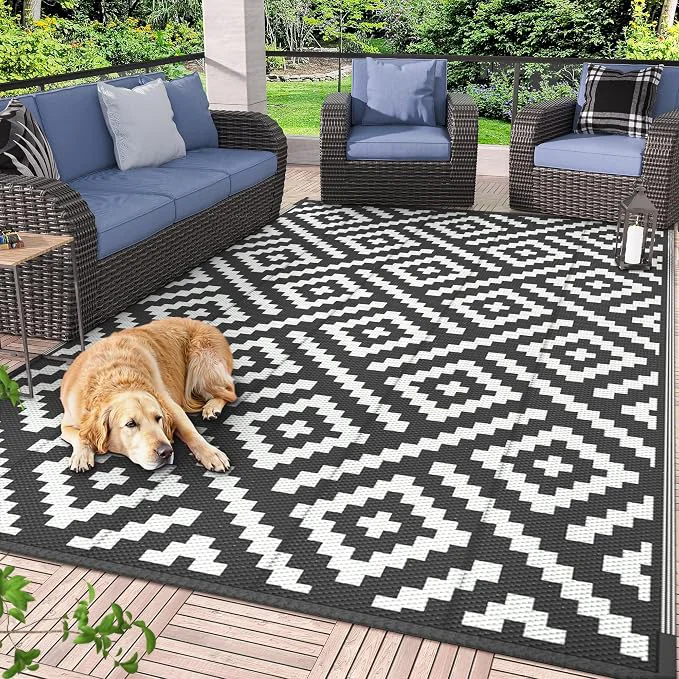 High-Grade GENIMO Outdoor Rugs 8x10 Waterproof Reversible Mats Area Plastic Straw Rug Unique