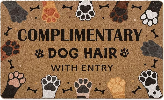 Soft Complimentary Dog Hair with Entry Door Mat Cute Dog Paws Print Artificial Coir Smart