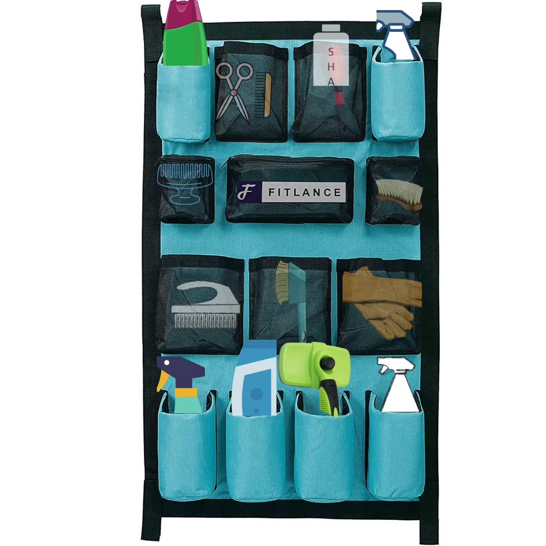 Healthy FITLANCE Equine Long Trailer Door Caddy – Teal Grooming Gear Organizer Genuine