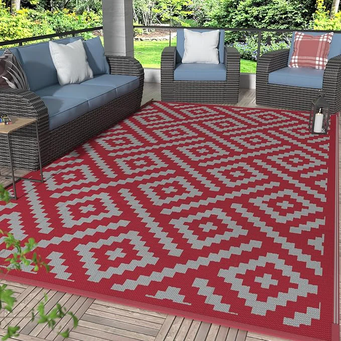 Quality GENIMO Christmas Outdoor Rug for Patio Lightweight Waterproof RV Organic