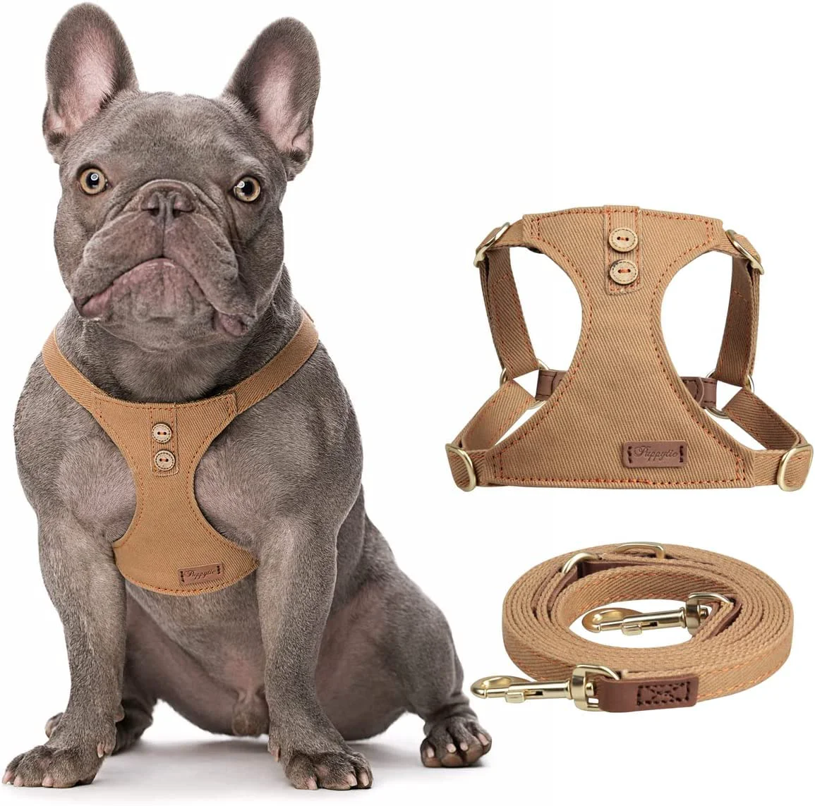 Functional Puppytie No-Pull Harness with Multifunction Leash – XXS Khaki Camel Dependable