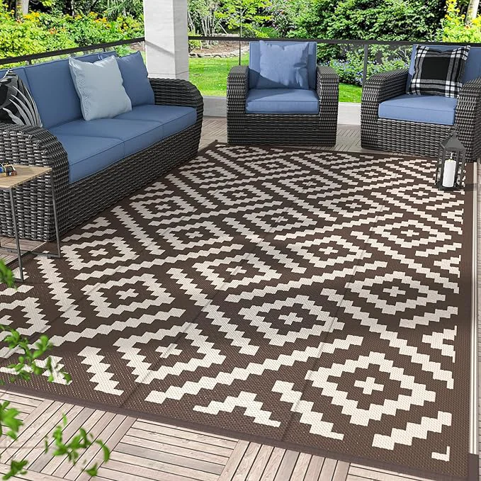 Reliable GENIMO 5x8 Outdoor Rug Waterproof Reversible Mats Outdoor Area Rug Plastic Safe