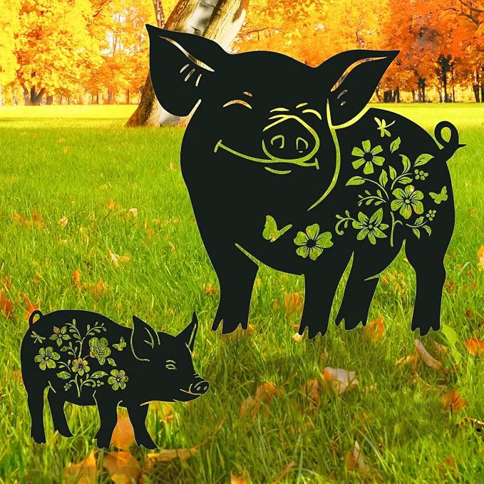 Efficient Pig Metal Garden Stakes Yard Decor Lawn Ornaments Outdoor Yard Art Elite
