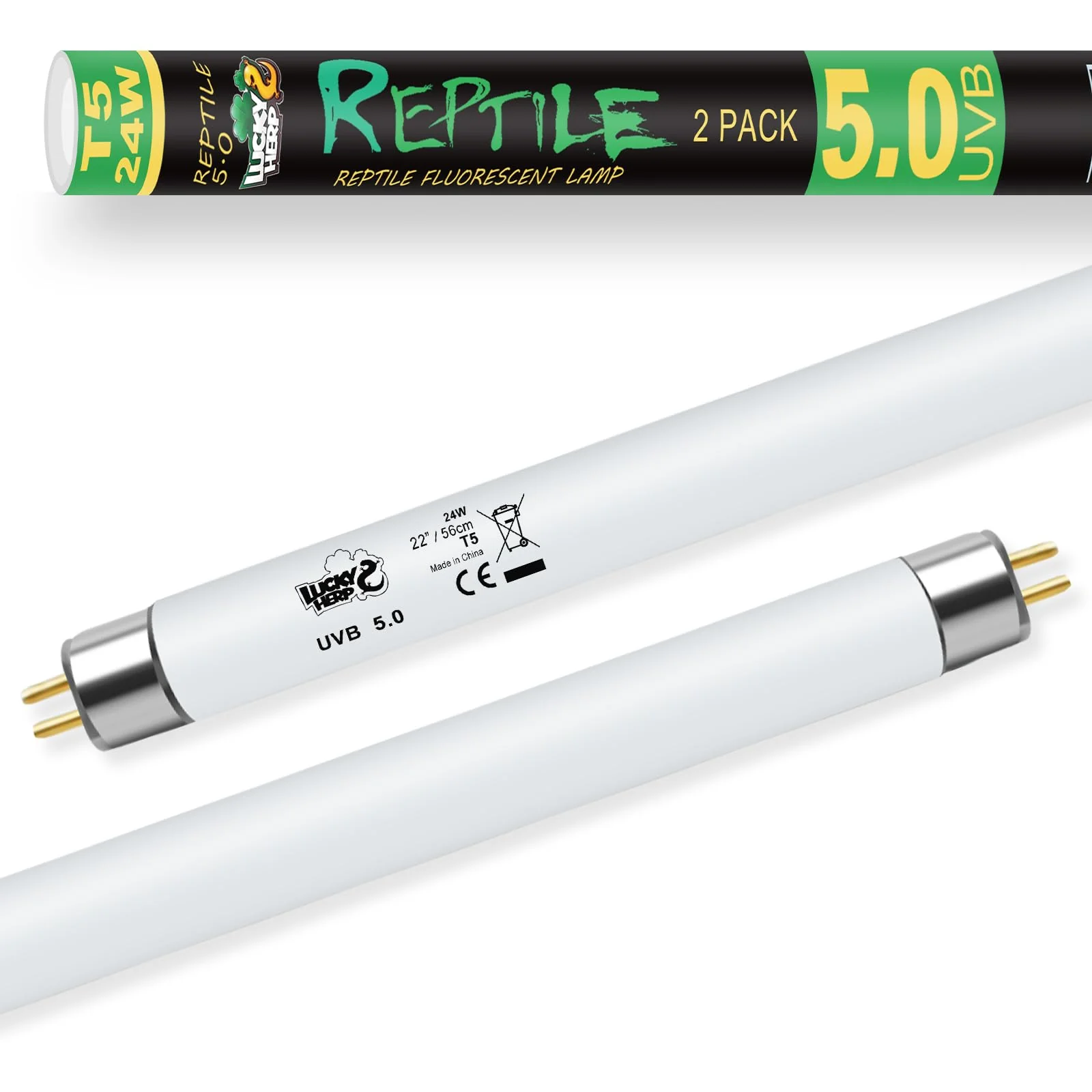 Efficient LUCKY HERP 2 Pack T5 UVB 5.0 Reptile Light 24W – UVB UVA Lamp for Reptiles Sustainable