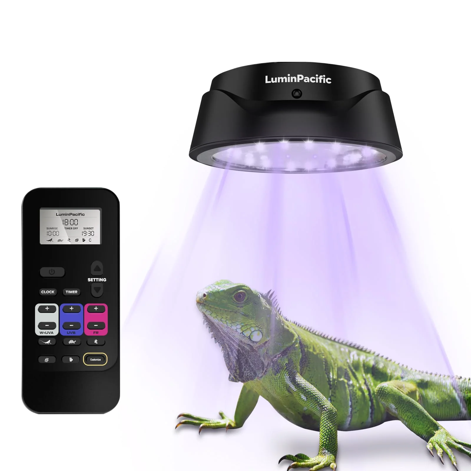 Smart LuminPacific LED Reptile Light with Remote - UVB UVA FR for Rainforest Desert Habitats Professional