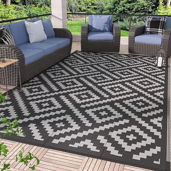 Relaxed GENIMO Outdoor Rug for Patio Reversible Plastic Camping Rugs Pure