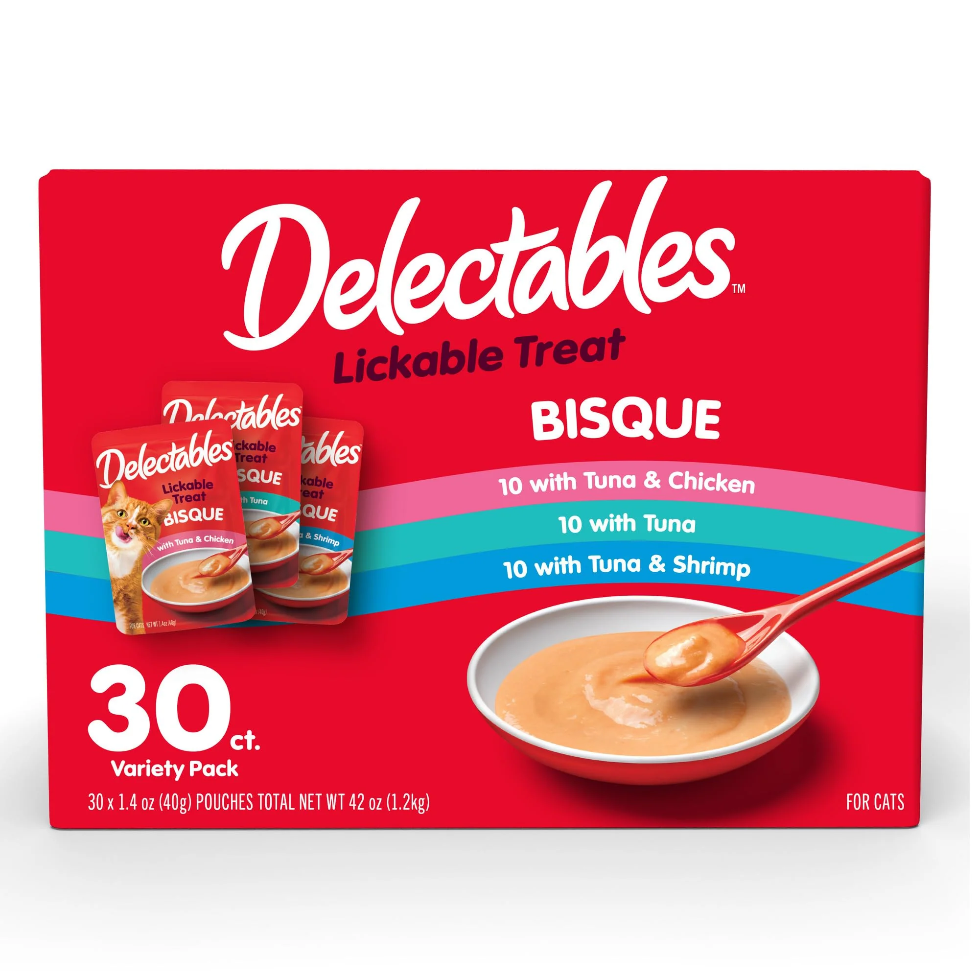 Eco-Friendly Hartz Delectables Bisque Variety Pack Lickable Cat Treats 30 Count Pack of 1 Fine Crafted