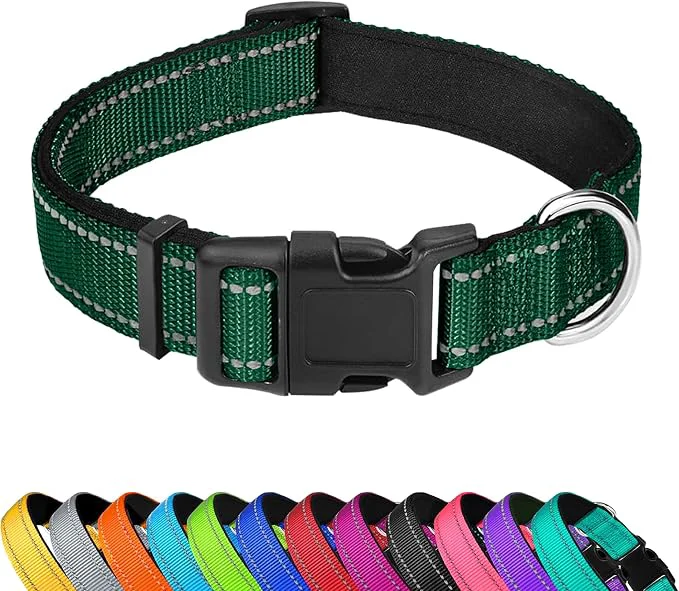 Advanced Reflective Dog Collar Adjustable Soft Neoprene Padded Nylon Pet Collars Relaxed