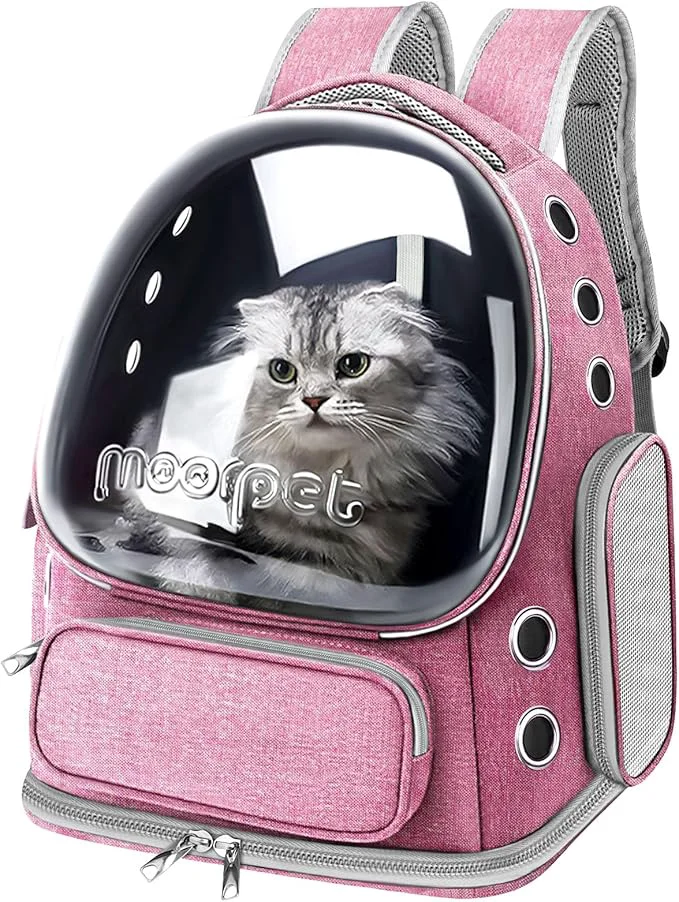 Solid Cat Backpack Carrier Breathable Cat Bubble Backpack Large Space Cat Carrier Verified