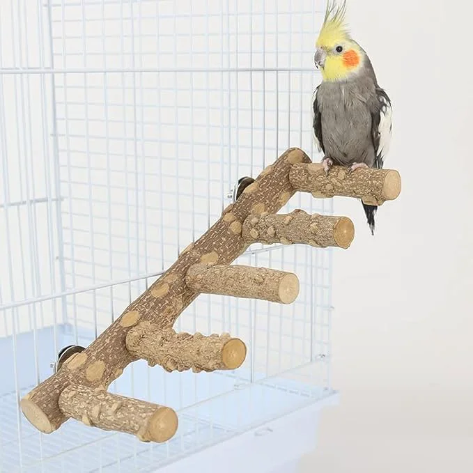 First-Class Natural Wood Bird perches Bird Ladder Perch Parrot Ladder Hamster Climbing Toys Quality