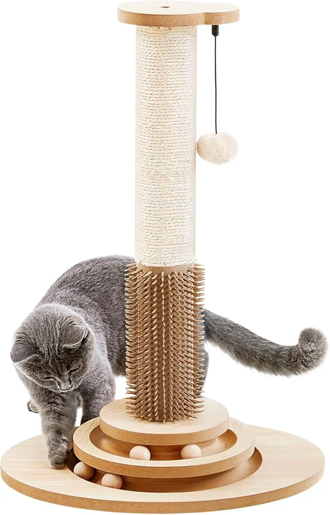 Specialty Made4Pets Cat Scratching Post 4-in-1 Interactive Trackball Toys Fine Crafted