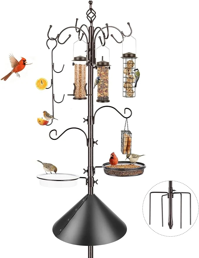Trendy Bird Feeding Station Kit with Squirrel Baffle Bird Feeder Pole with Suet Cage Premium Material