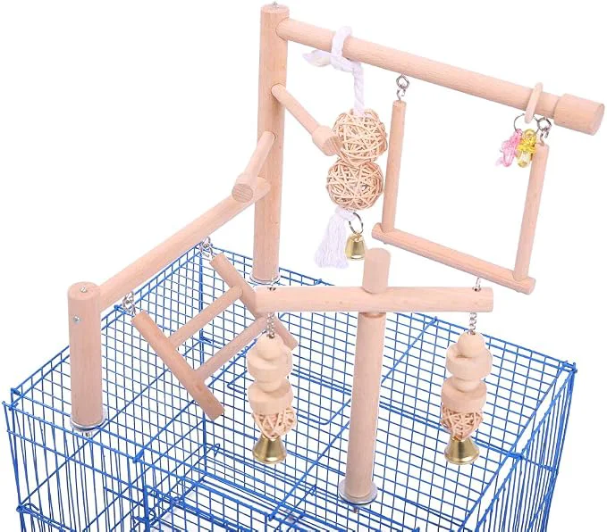 Casual QBLEEV Bird Cage Play Stand Toy Set-Birdcage Wood Stands Hanging Chew Toys Optimized