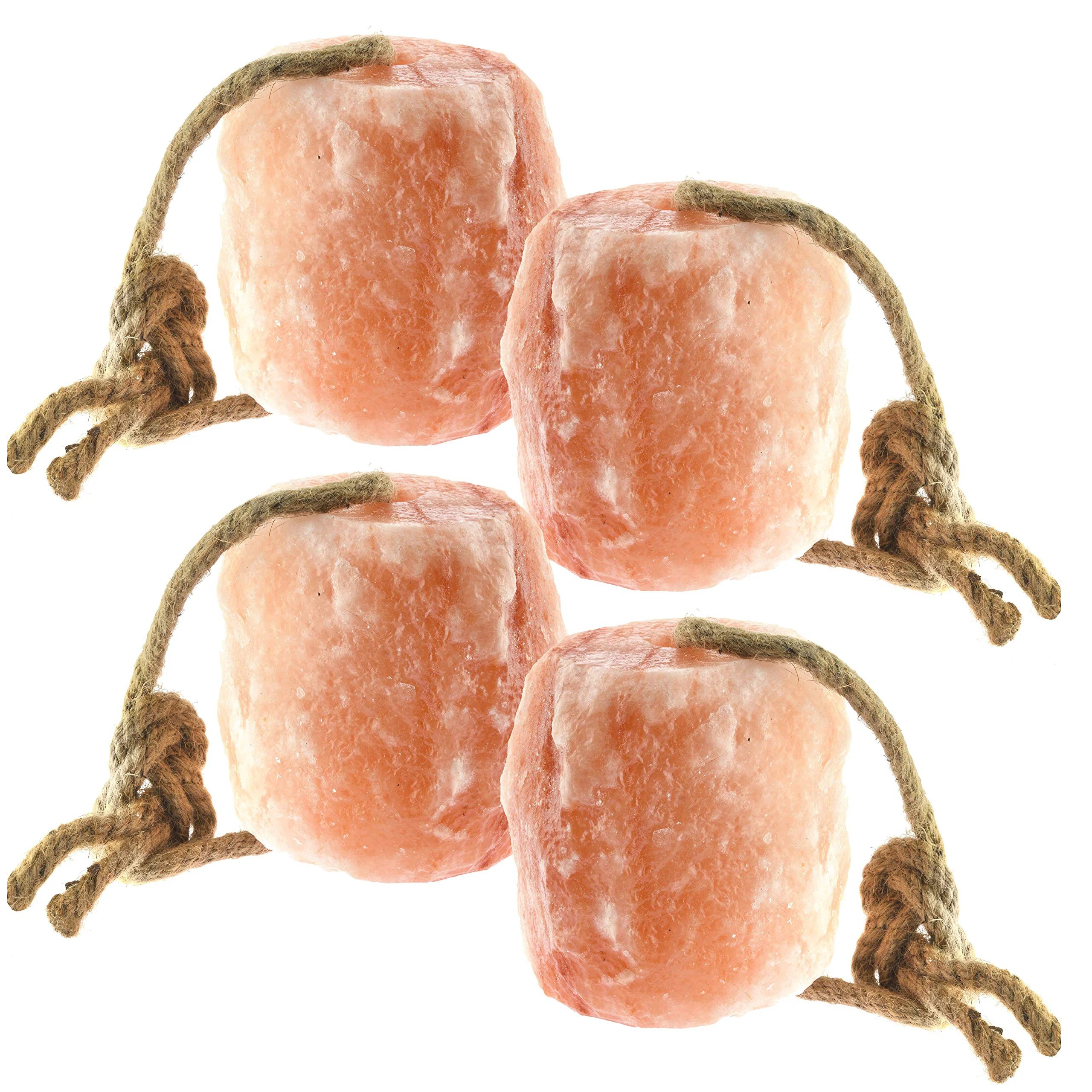 Fine Crafted UMAID Himalayan Salt Lick on Rope – 6 lb Natural Himalayan Rock Salt for Horses Deer Goats Livestock 4-Pack Traditional