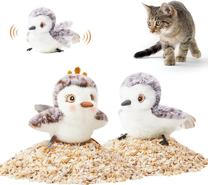 Durable Potaroma Cat Toys 2 Pcs Flapping Sandpiper Pair-Mate Lifelike Birds Chirp Easy-to-Use